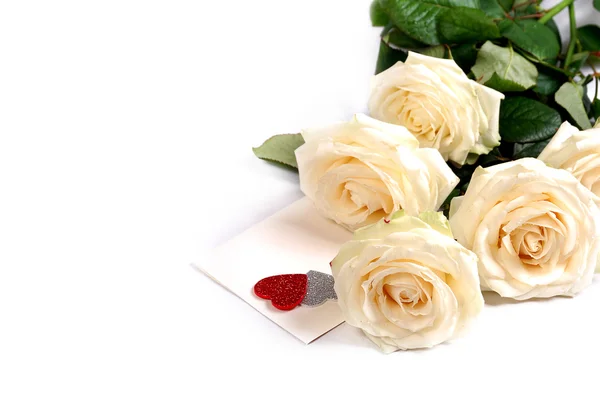 Background with white roses — Stock Photo, Image