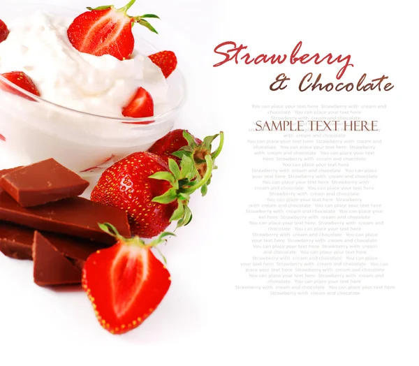 イチゴとクリームとチョコレート — ストック写真