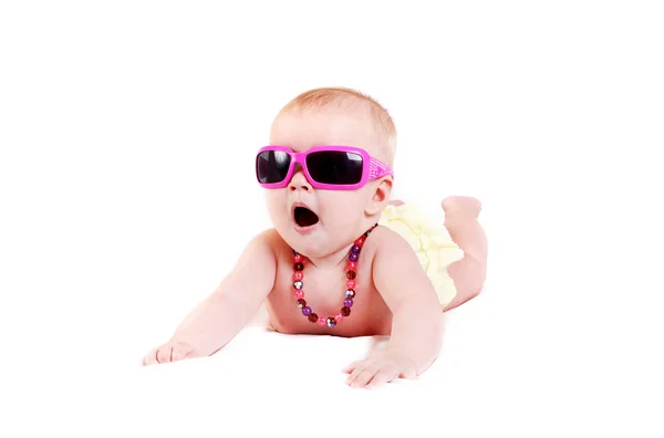 Pretty infant girl in sunglasses — Stock Photo, Image