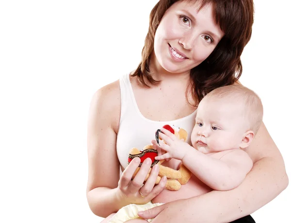 Mother with playing baby on hand — Stock Photo, Image