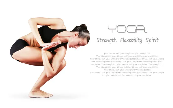 Flicka i vridna stol yoga position — Stockfoto