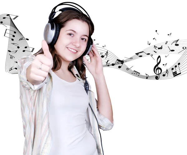 Teenage girl in headphones — Stock Photo, Image