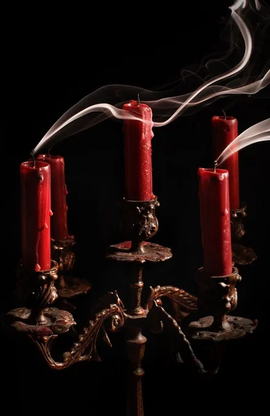 Blown candle and candlestick — Stock Photo, Image