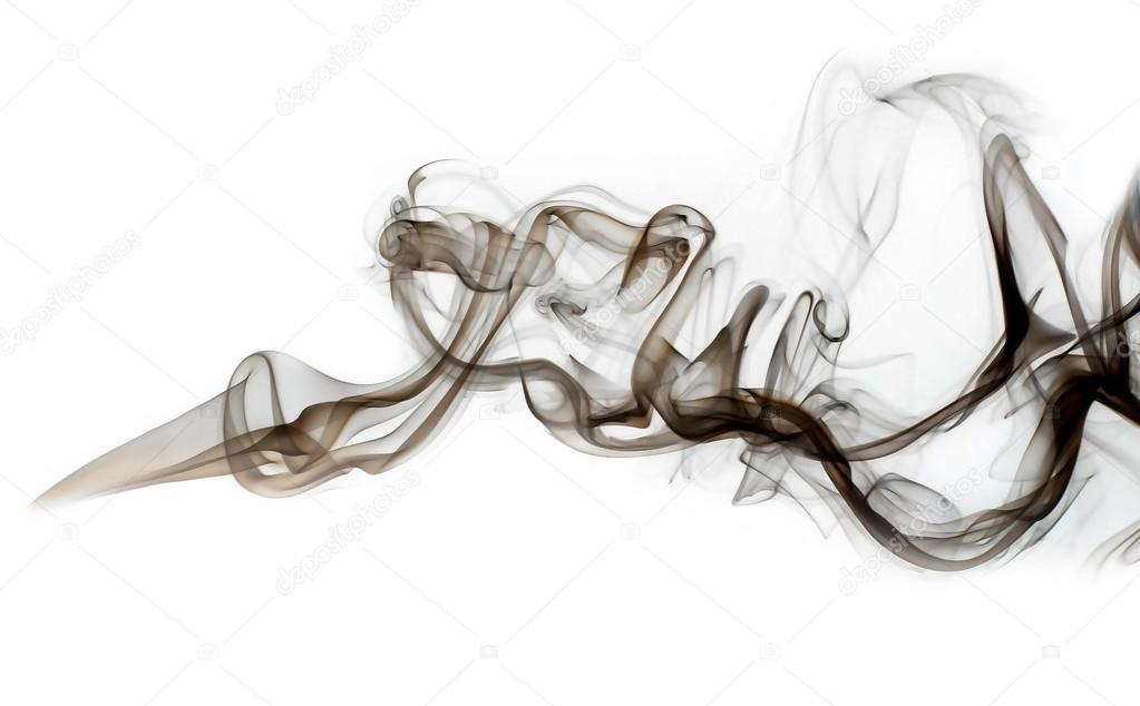 Stream of smoke on a white background