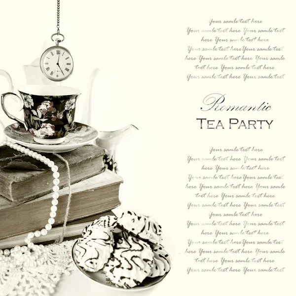 Romantyczny tea party tło — Zdjęcie stockowe