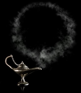 sihirli aladdin lambayı duman çerçeve ile