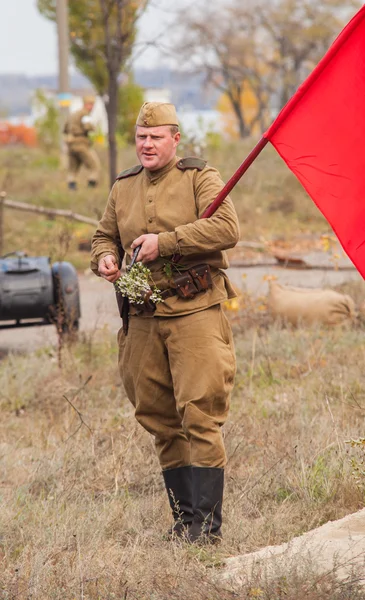 Leden van historische re-enactment strijd voor bevrijding — Stockfoto