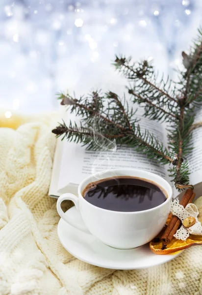 Holiday christmas still ilife with cup of coffee — Stock Photo, Image