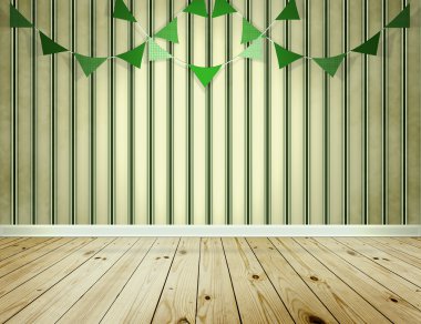 Yeşil flamalar aynayı Fisto ile çizgili duvar kağıdı arka plan