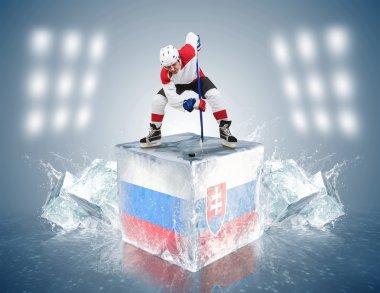 Rusya - Slovakya oyunu. Face-Off oyuncu buz küpü.