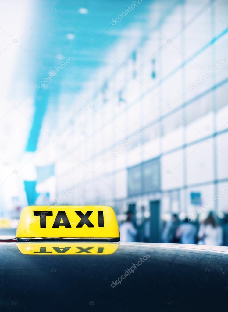 Taxi car near airport gate