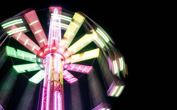 Multicolored Star Flyer Tall Carousel Rotating Long Chains Amusement Park — ストック写真