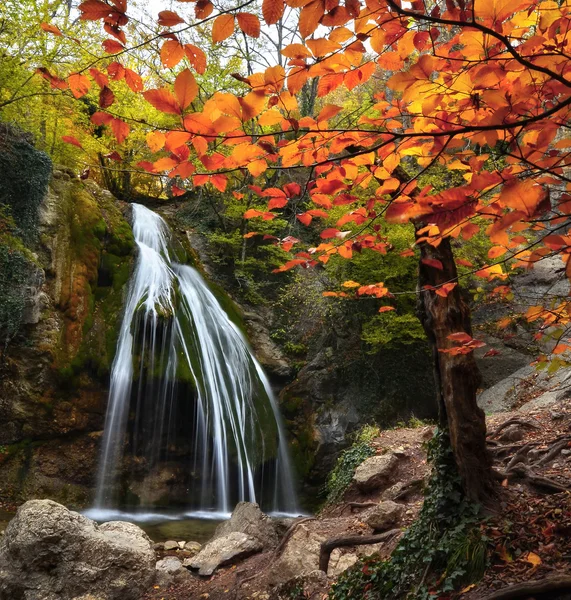 Waterfall in the autumn in the Crimea — Stock Photo, Image