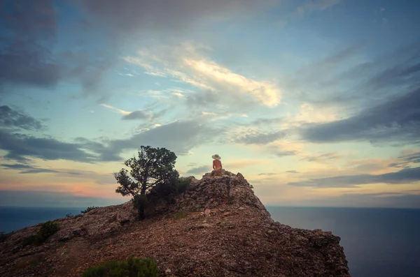 Menina nua em uma paisagem sobre o mar Imagem De Stock