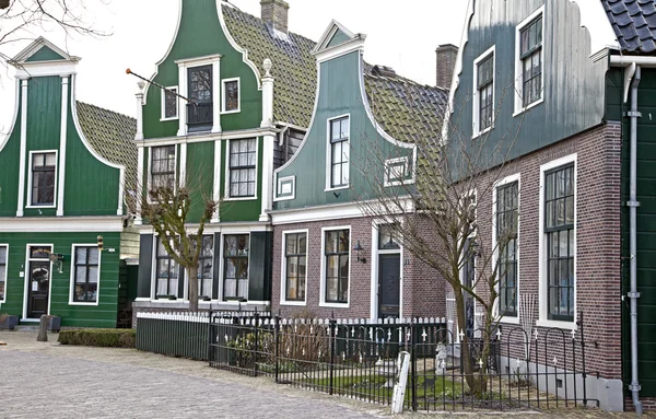 Casas verdes en el museo Zaanse Schans —  Fotos de Stock