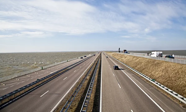 Afsluitdijk - major causeway in Netherlands — Stock Photo, Image