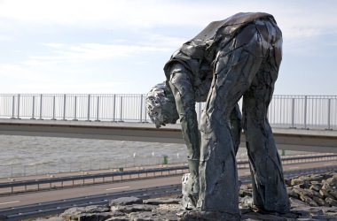 afsluitdijk - Hollanda büyük causeway heykele