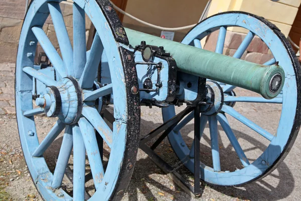 Blue cannon near palace Drottningholm, Stockholm — Stock Photo, Image