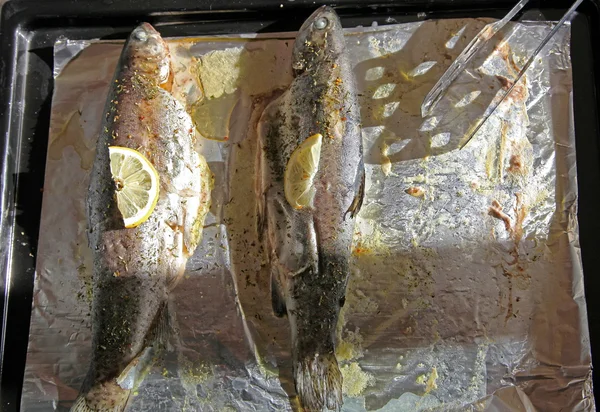 Trout with butter — Stock Photo, Image