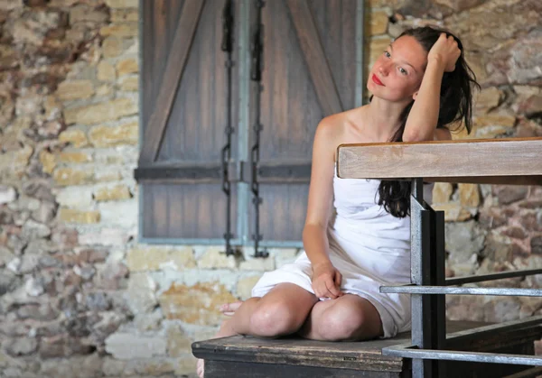 Pretty girl in LIKAVA castle, Slovakia — Stock Photo, Image