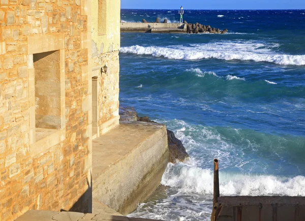 Porto na aldeia Panormo em Creta, Grécia — Fotografia de Stock