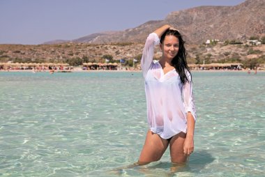 elafonisi Beach, Girit güzel kız