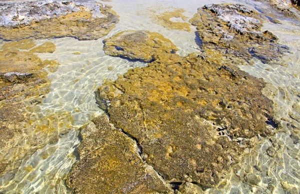 Mar poco profundo y claro con arena rosa en Elafonisi, Creta —  Fotos de Stock