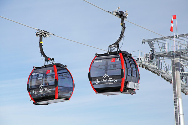 Modern cableway in ski resort Tatranska Lomnica, Slovakia