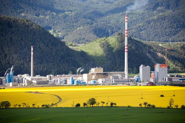 Fábrica Mondi en la ciudad Ruzomberok, Eslovaquia —  Fotos de Stock