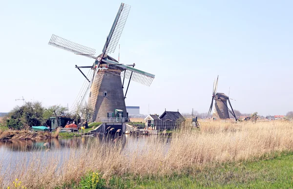 Wiatraki w kinderdijk, Holandia — Zdjęcie stockowe