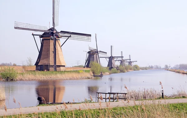 Wiatraki w kinderdijk, Holandia — Zdjęcie stockowe