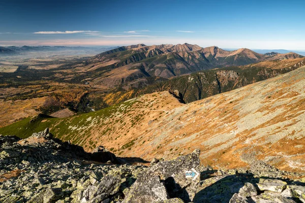 Vackert Bergslandskap Västra Tatra Slovakien Utsikt Från Toppen Krivan Höga — Stockfoto