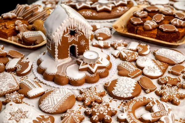 Different Christmas Homemade Gingerbread Cookie — Stock Photo, Image