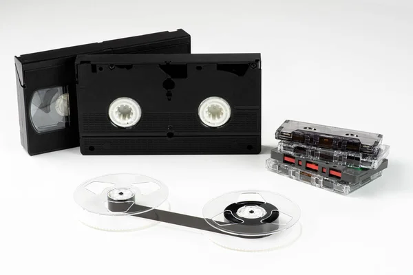 Audio Video Cassette Tape White Background — Stock Photo, Image