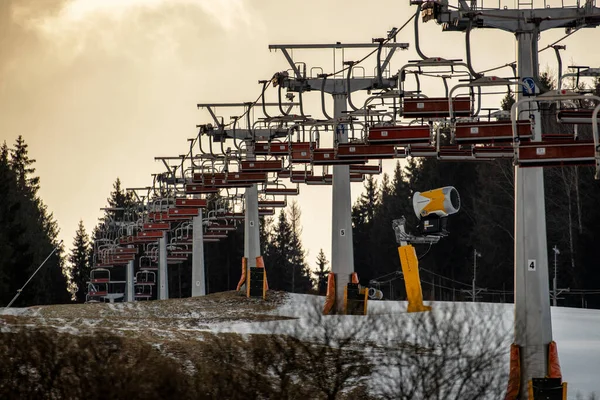 Krusetnica Slowakije Januari 2021 Lege Stoelen Skilift Skigebied Krusetnica Het — Stockfoto