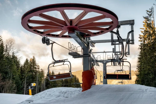 Krusetnica Slowakei Januar 2021 Leere Sessel Skilift Wintersportort Krusetnica — Stockfoto
