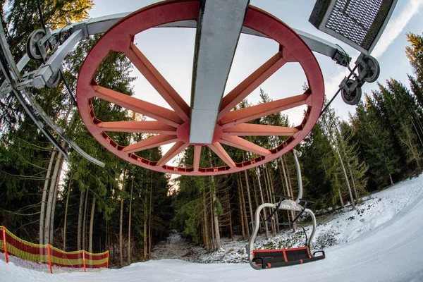 Krusetnica Slowakije Januari 2021 Lege Stoelen Skilift Skigebied Krusetnica Het — Stockfoto