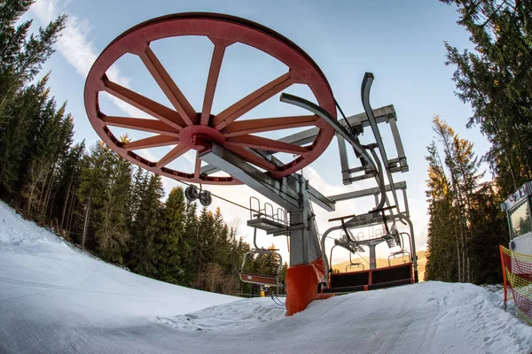 Krusetnica Slowakei Januar 2021 Leere Sessel Skilift Wintersportort Krusetnica — Stockfoto