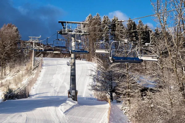 Valca Slowakei Januar 2022 Leere Stühle Skilift Snowland Valca Der — Stockfoto