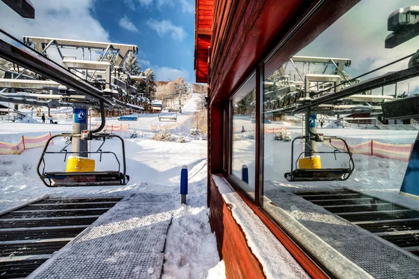 Valca Slowakije Januari 2022 Lege Stoelen Bij Skilift Stoel Resort — Stockfoto