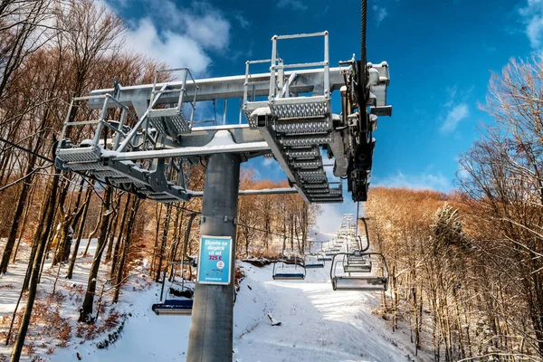 Valca Slowakei Januar 2022 Leere Stühle Skilift Snowland Valca Der — Stockfoto