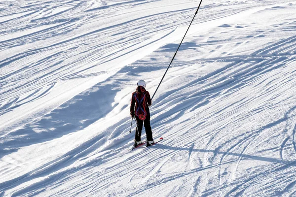 Valca Slovakia January 2022 Skier Ski Lift Chair Slope Winter — Stock Photo, Image