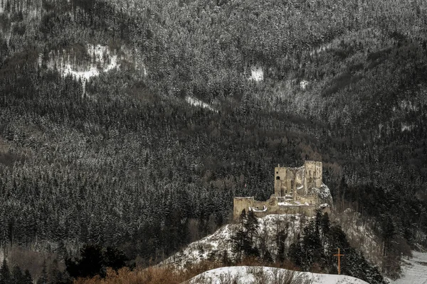 Ερείπια Του Μεσαιωνικού Κάστρου Likava Στη Σλοβακία — Φωτογραφία Αρχείου