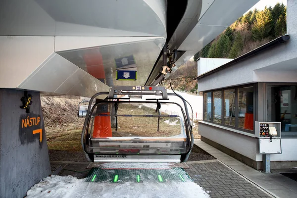 Banska Stiavnica Slovakia February 2022 Bottom Station Ski Lift Chair — Stock Photo, Image