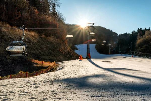 Banska Stiavnica Slowakei Februar 2022 Sessel Skilift Salamandra Der Wintersaison — Stockfoto
