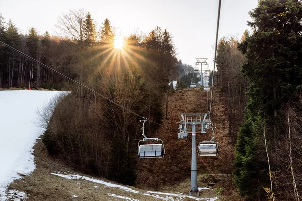 Banska Stiavnica Slowakije Februari 2022 Stoelen Skilift Van Het Resort — Stockfoto