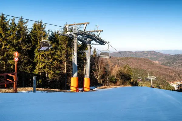 Banska Stiavnica Slovakia February 2022 Chairs Ski Lift Chair Salamandra — стокове фото