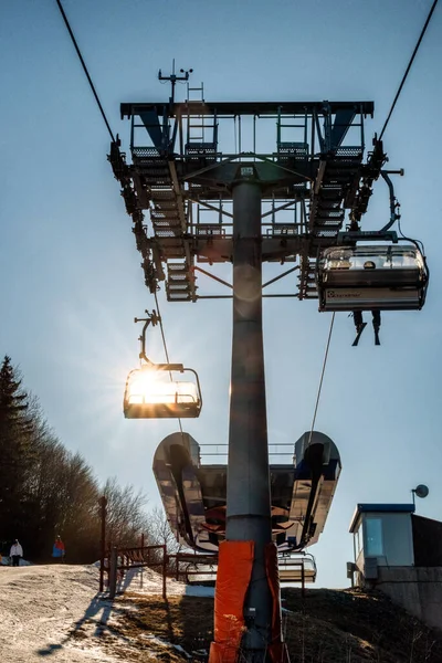 Banska Stiavnica Slowakije Februari 2022 Top Station Van Skilift Stoel — Stockfoto