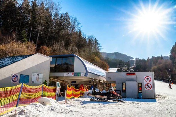 Banska Stiavnica Slowakije Februari 2022 Onderste Station Van Skilift Stoel — Stockfoto