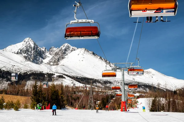 Tatranska Lomnica Slowakei März 2022 Skilift Wintersportort Tatranska Lomnica Der — Stockfoto